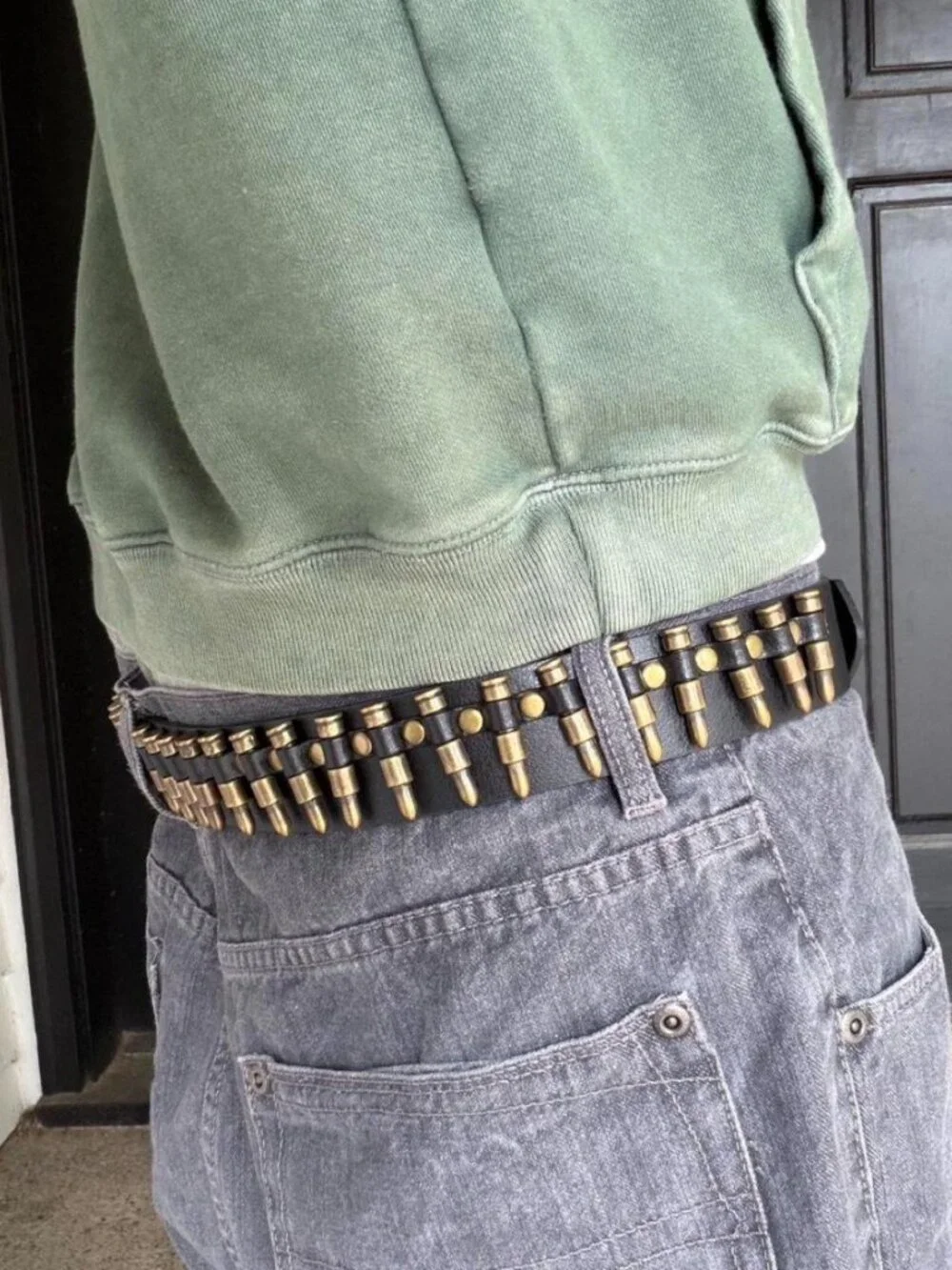Black and copper bullet belt